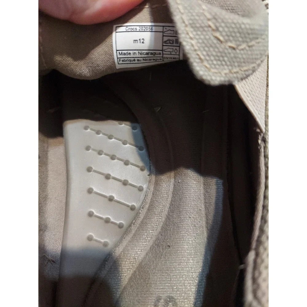 Crocs Mens Slip-on Triple Comfort Shoes  Tan Khaki Canvas Size M 12 Shoes Dress